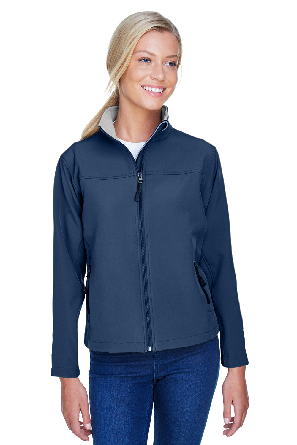 Devon & Jones D995W Womens Wind & Water Resistant Full Zip Jacket Navy Blue Model Front