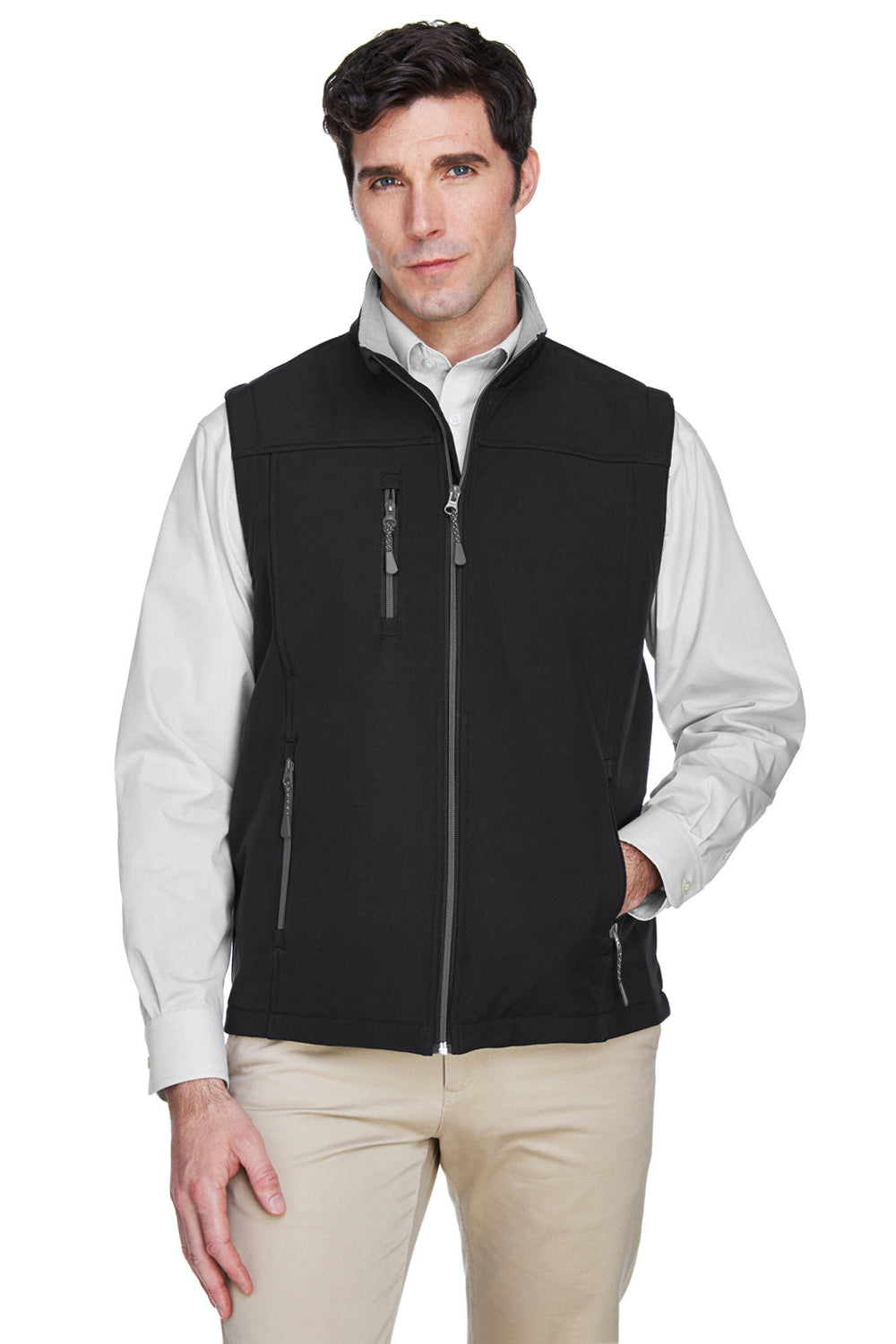 Devon & Jones D996 Mens Wind & Water Resistant Full Zip Vest Black Model Front