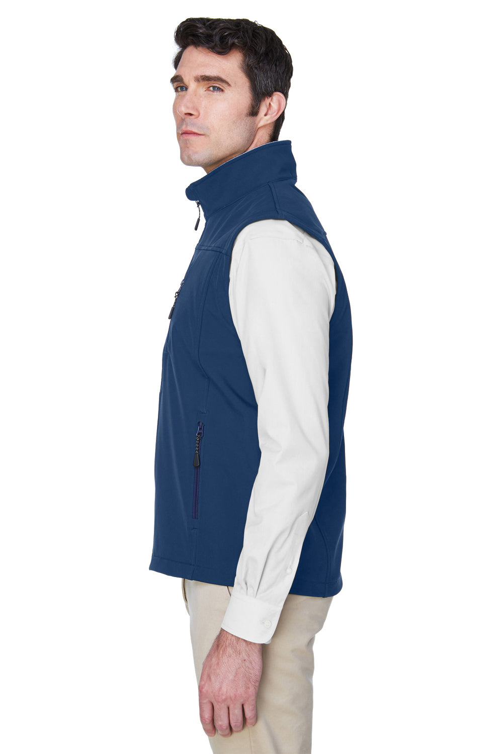 Devon & Jones D996 Mens Wind & Water Resistant Full Zip Vest Navy Blue Model Side