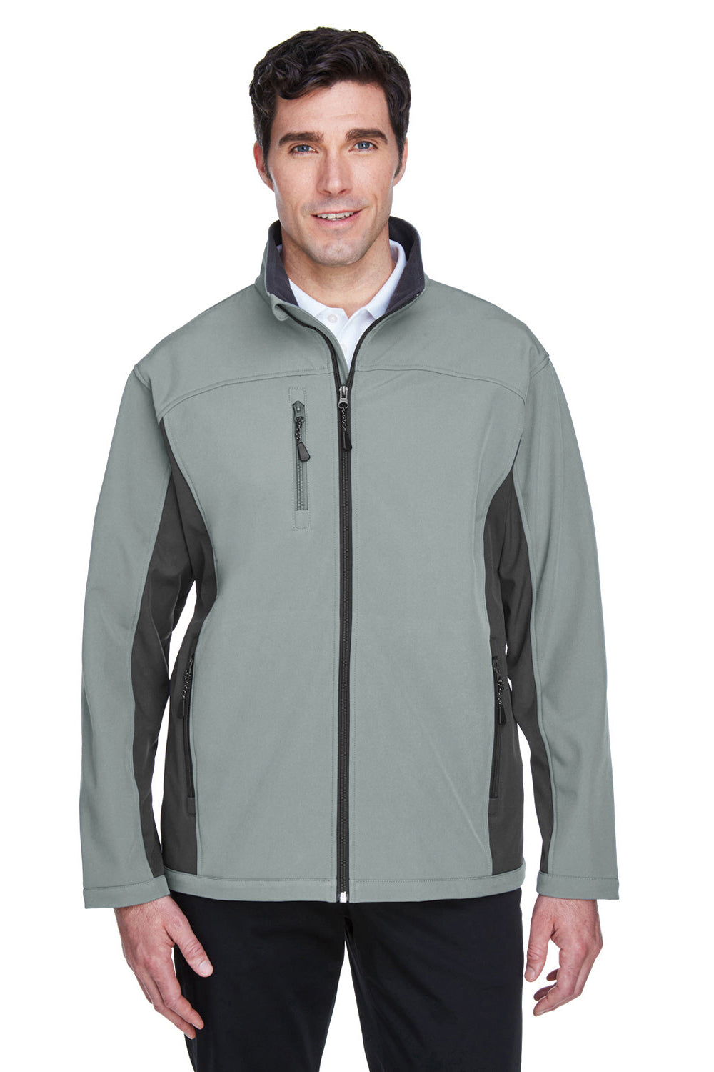 Devon & Jones D997 Mens Wind & Water Resistant Full Zip Jacket Charcoal Grey/Dark Grey Model Front