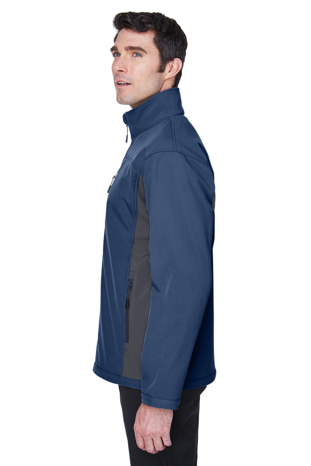 Devon & Jones D997 Mens Wind & Water Resistant Full Zip Jacket Navy Blue/Dark Grey Model Side