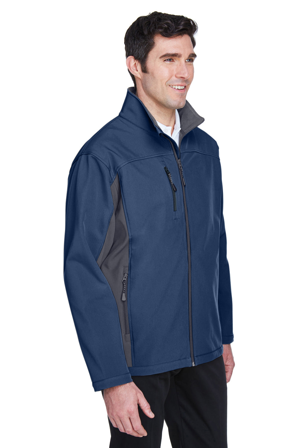 Devon & Jones D997 Mens Wind & Water Resistant Full Zip Jacket Navy Blue/Dark Grey Model 3q