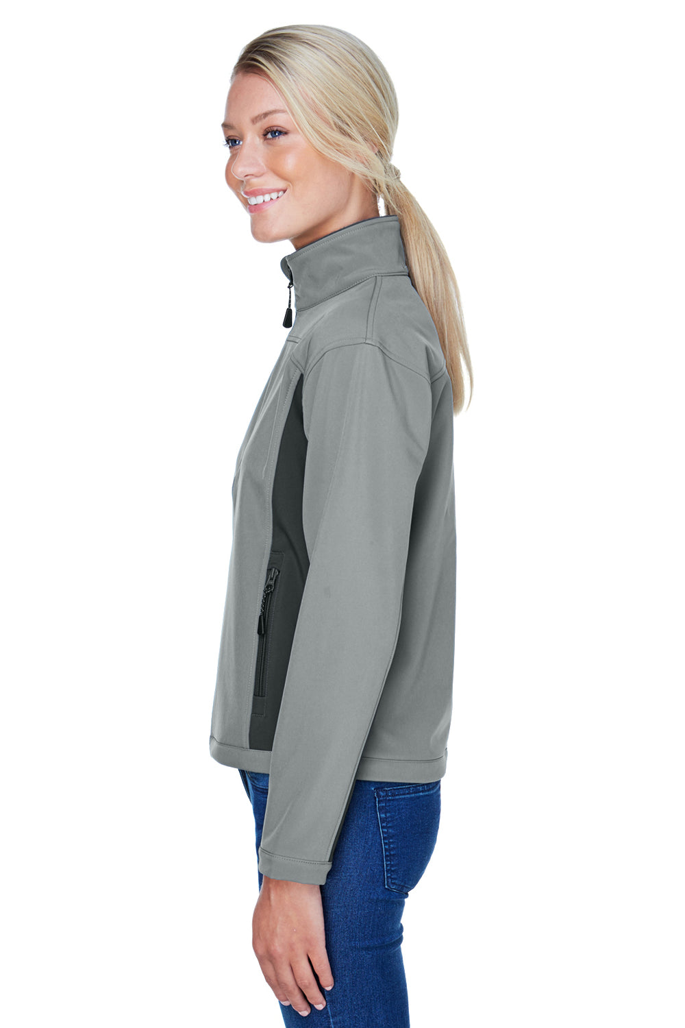 Devon & Jones D997W Womens Wind & Water Resistant Full Zip Jacket Charcoal Grey/Dark Grey Model Side