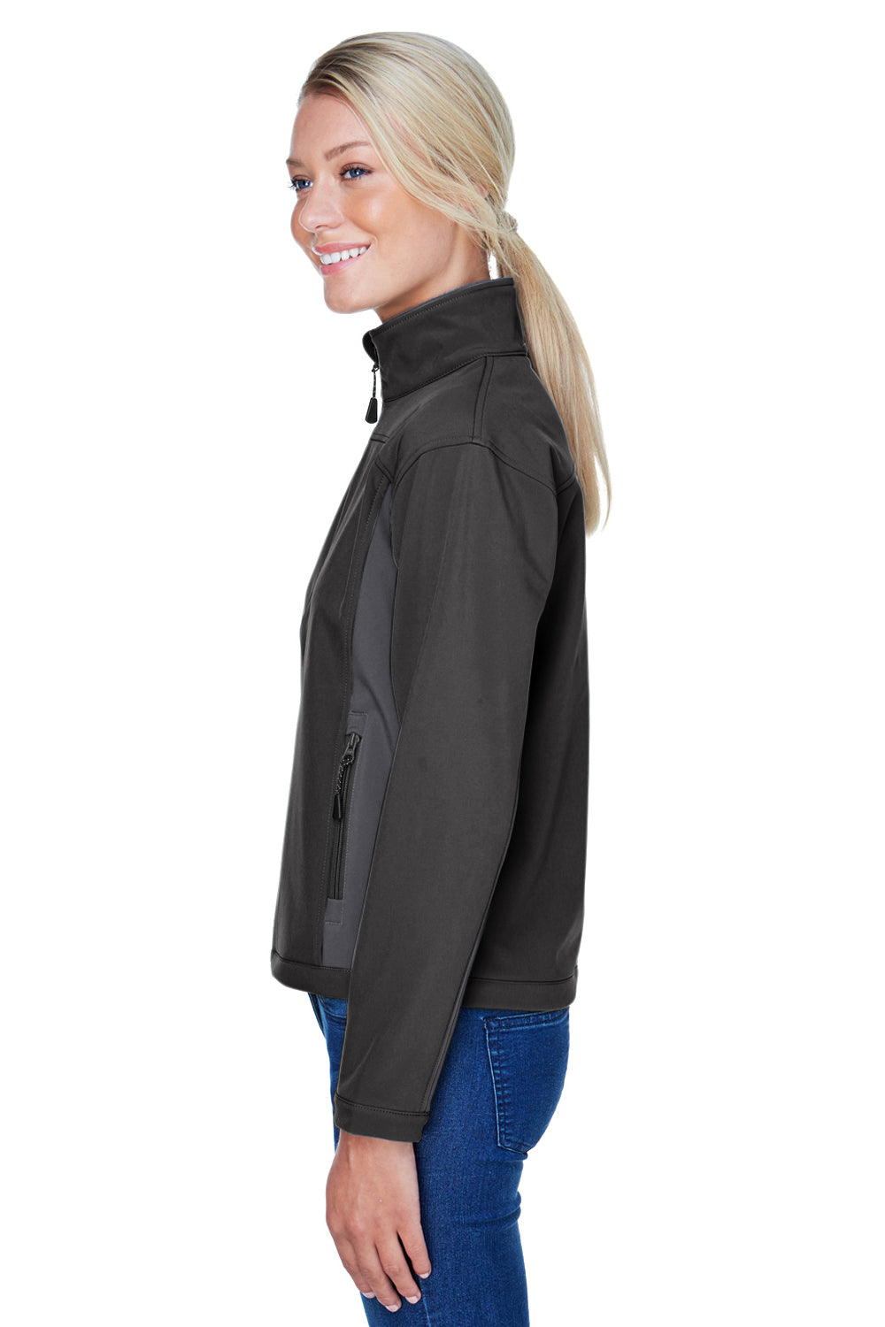 Devon & Jones D997W Womens Wind & Water Resistant Full Zip Jacket Black/Dark Grey Model Side