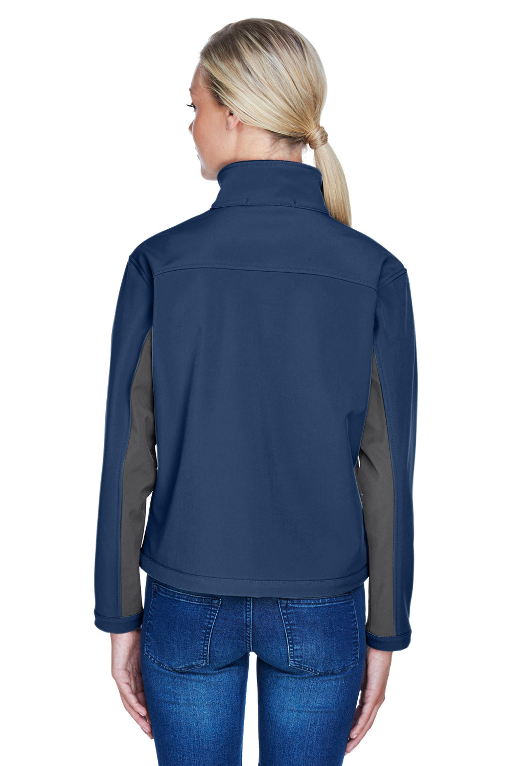 Devon & Jones D997W Womens Wind & Water Resistant Full Zip Jacket Navy Blue/Dark Grey Model Back