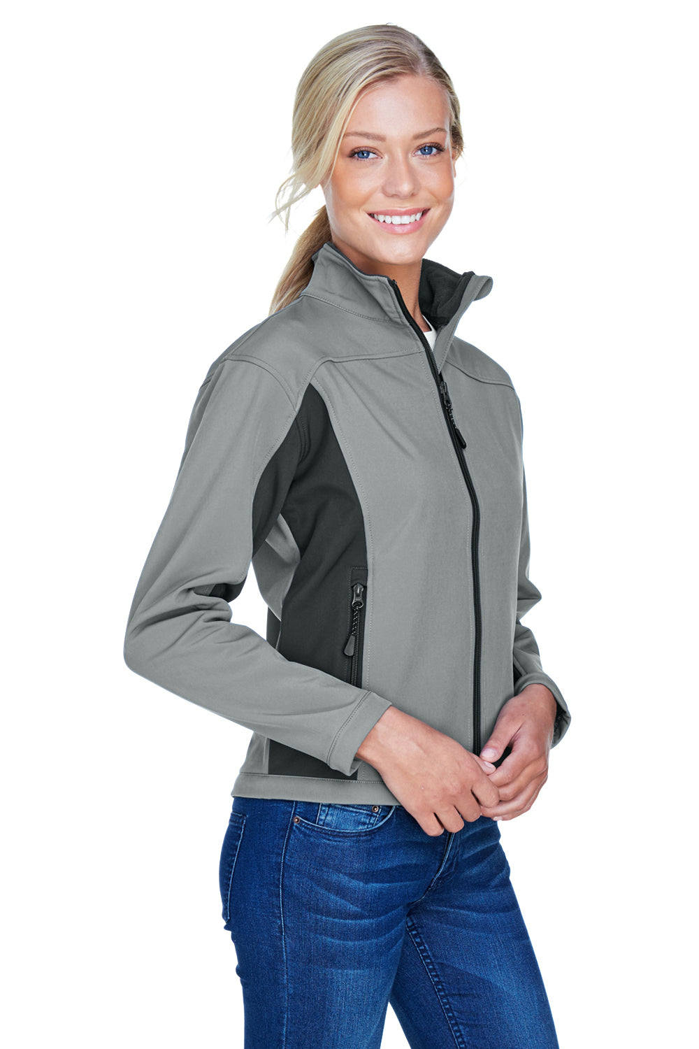 Devon & Jones D997W Womens Wind & Water Resistant Full Zip Jacket Charcoal Grey/Dark Grey Model 3q