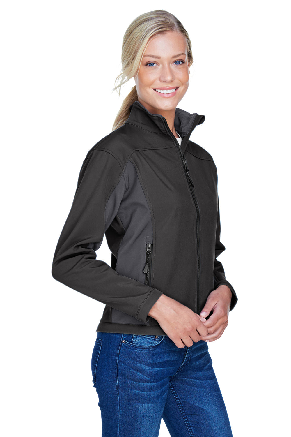 Devon & Jones D997W Womens Wind & Water Resistant Full Zip Jacket Black/Dark Grey Model 3q