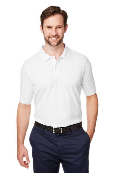 Devon & Jones DG100 Mens New Classics Performance Moisture Wicking Short Sleeve Polo Shirt White Model Front