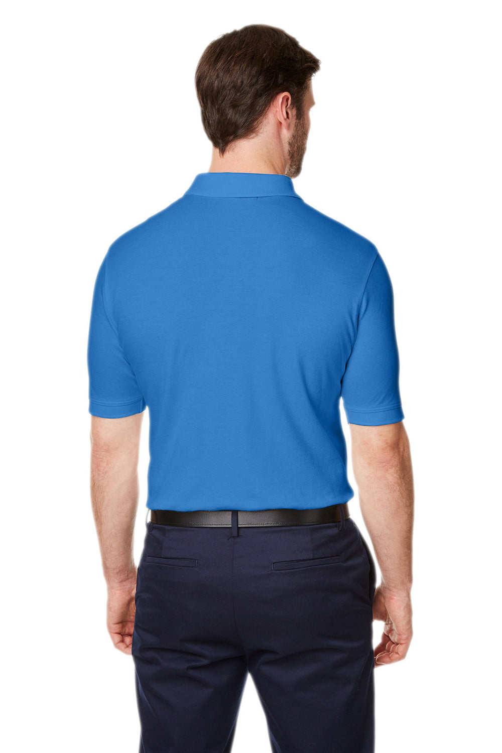 Devon & Jones DG100 Mens New Classics Performance Moisture Wicking Short Sleeve Polo Shirt French Blue Model Back