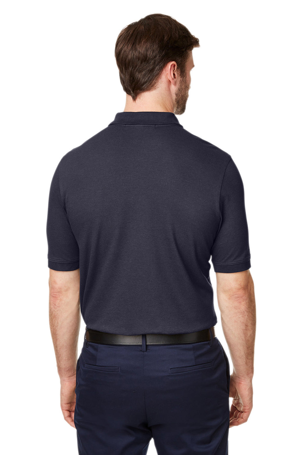 Devon & Jones DG100 Mens New Classics Performance Moisture Wicking Short Sleeve Polo Shirt Navy Blue Model Back