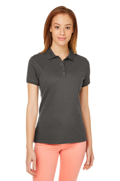 Devon & Jones DG100W Womens New Classics Performance Moisture Wicking Short Sleeve Polo Shirt Graphite Grey Model Front