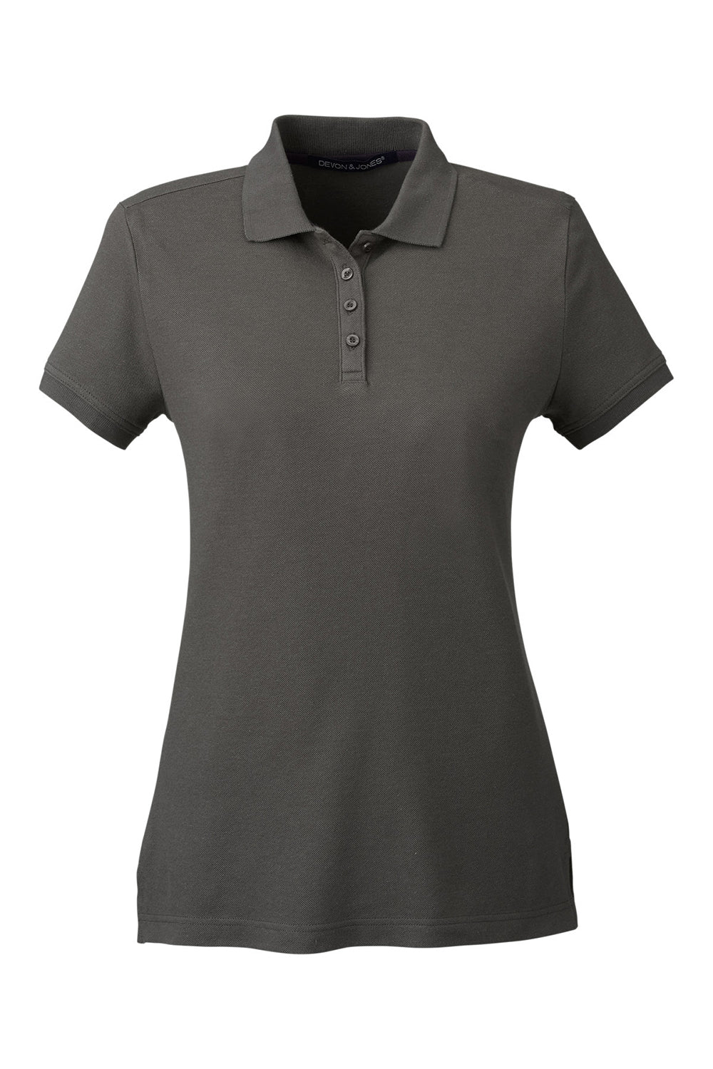 Devon & Jones DG100W Womens New Classics Performance Moisture Wicking Short Sleeve Polo Shirt Graphite Grey Flat Front