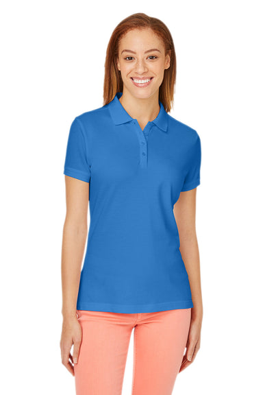 Devon & Jones DG100W Womens New Classics Performance Moisture Wicking Short Sleeve Polo Shirt French Blue Model Front