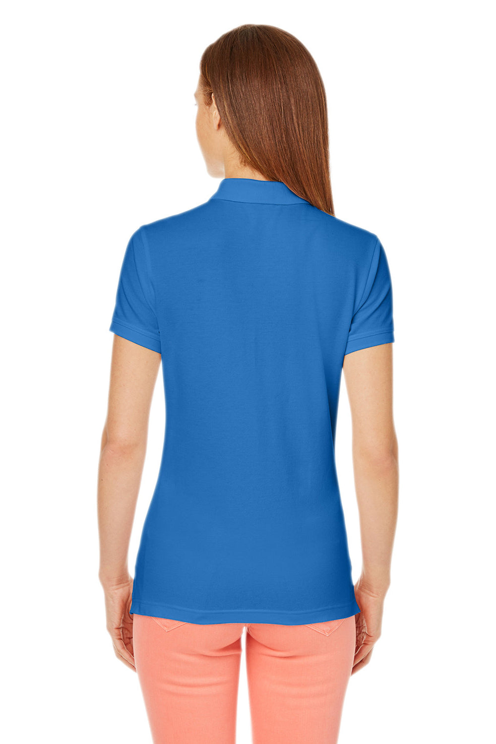 Devon & Jones DG100W Womens New Classics Performance Moisture Wicking Short Sleeve Polo Shirt French Blue Model Back