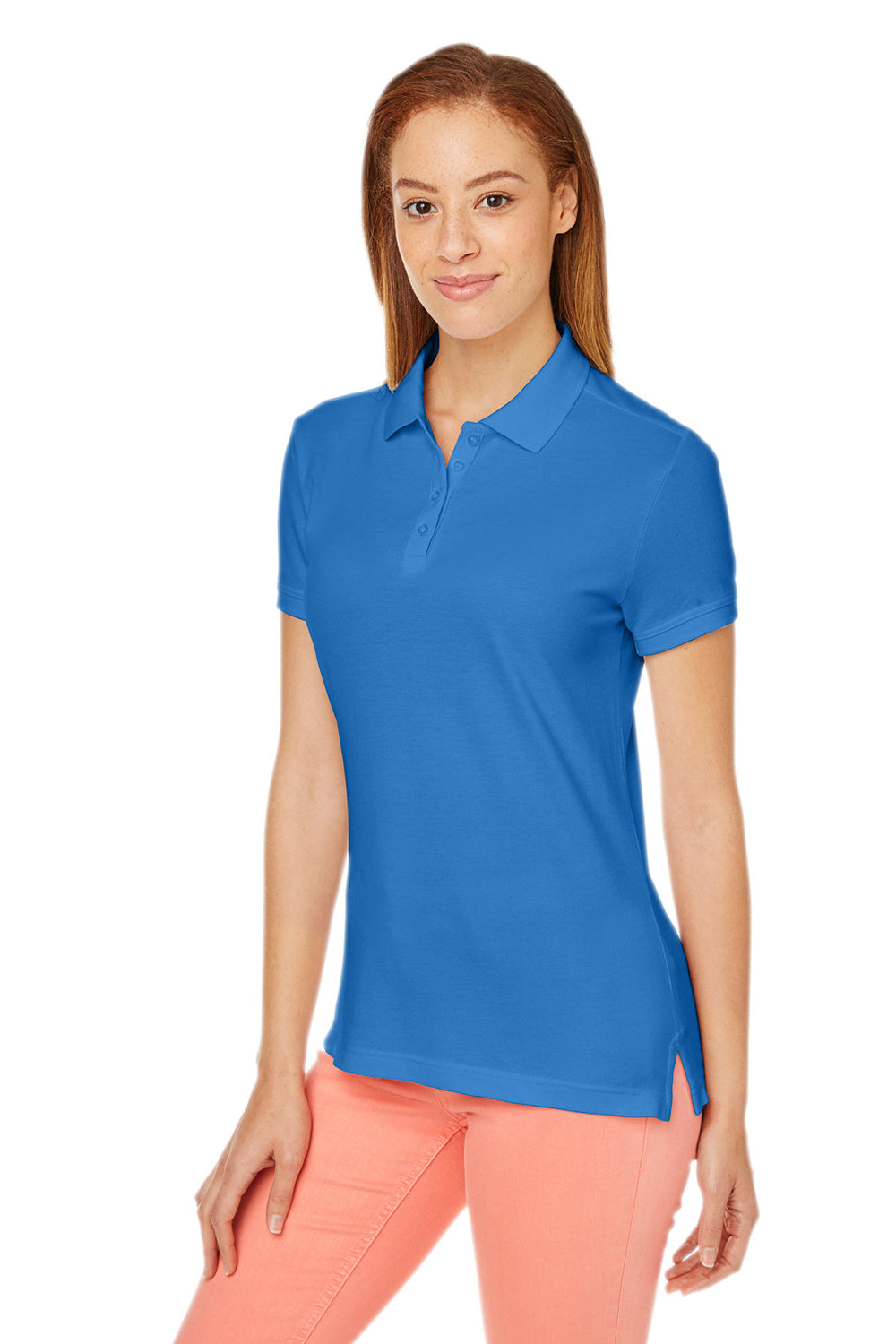 Devon & Jones DG100W Womens New Classics Performance Moisture Wicking Short Sleeve Polo Shirt French Blue Model 3q