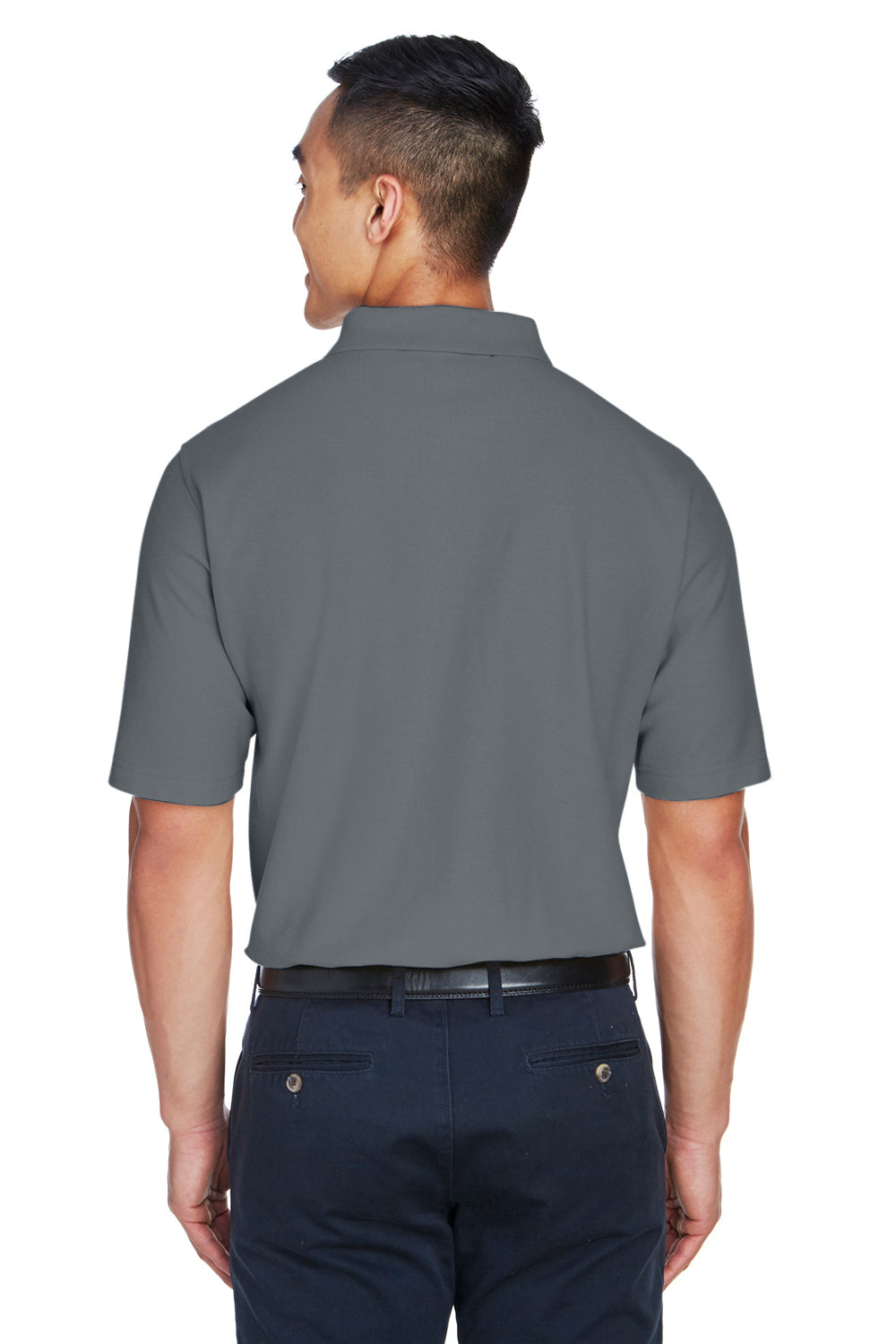 Devon & Jones DG150/DG150T Mens DryTec20 Performance Moisture Wicking Short Sleeve Polo Shirt Graphite Grey Model Back