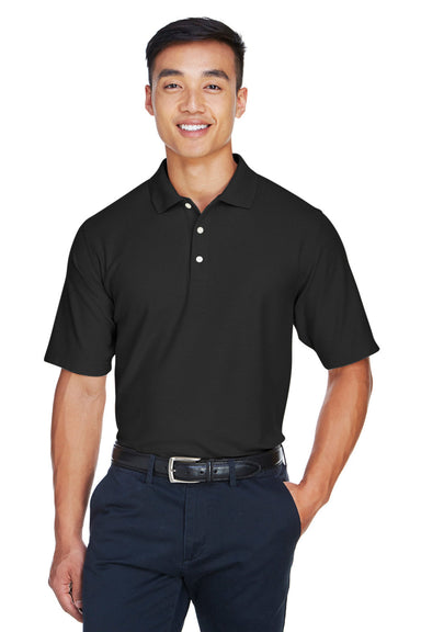 Devon & Jones DG150/DG150T Mens DryTec20 Performance Moisture Wicking Short Sleeve Polo Shirt Black Model Front