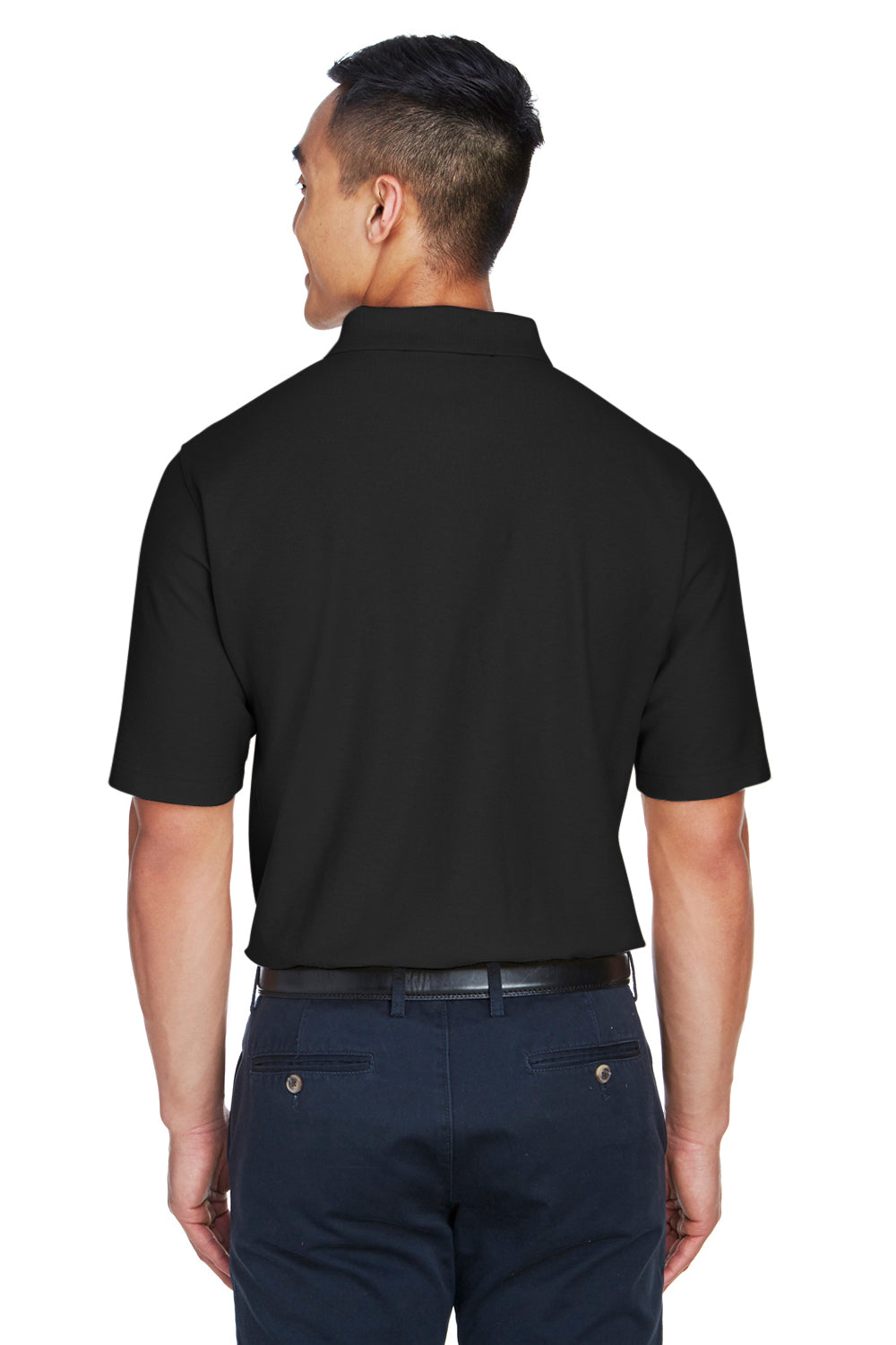 Devon & Jones DG150/DG150T Mens DryTec20 Performance Moisture Wicking Short Sleeve Polo Shirt Black Model Back