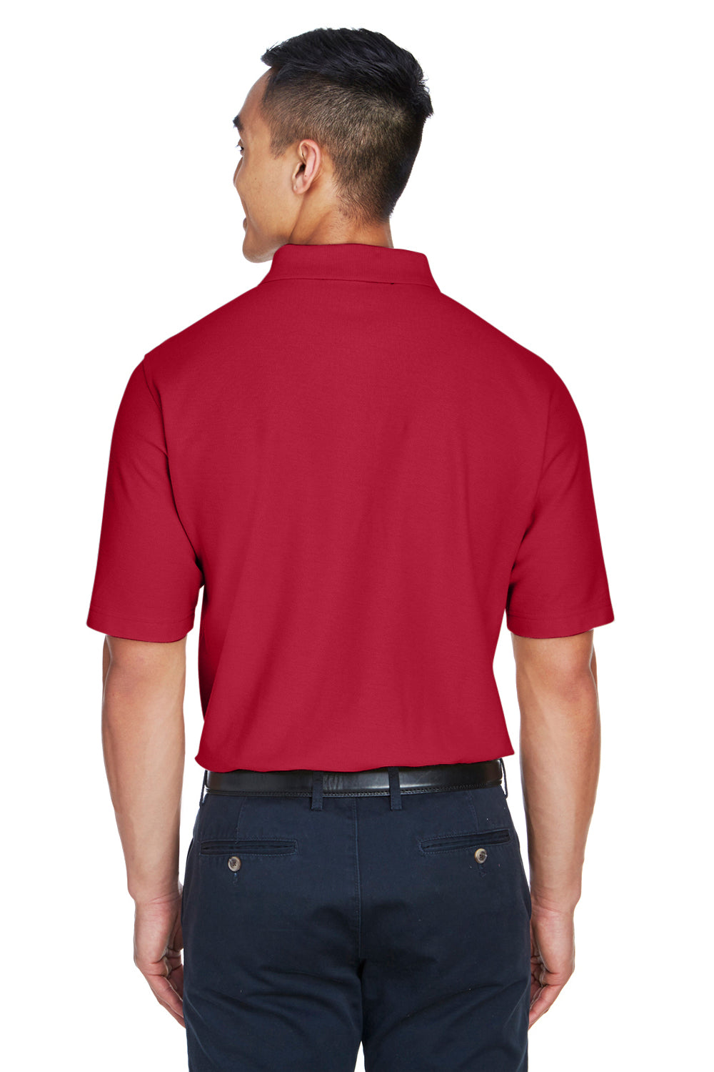 Devon & Jones DG150/DG150T Mens DryTec20 Performance Moisture Wicking Short Sleeve Polo Shirt Red Model Back