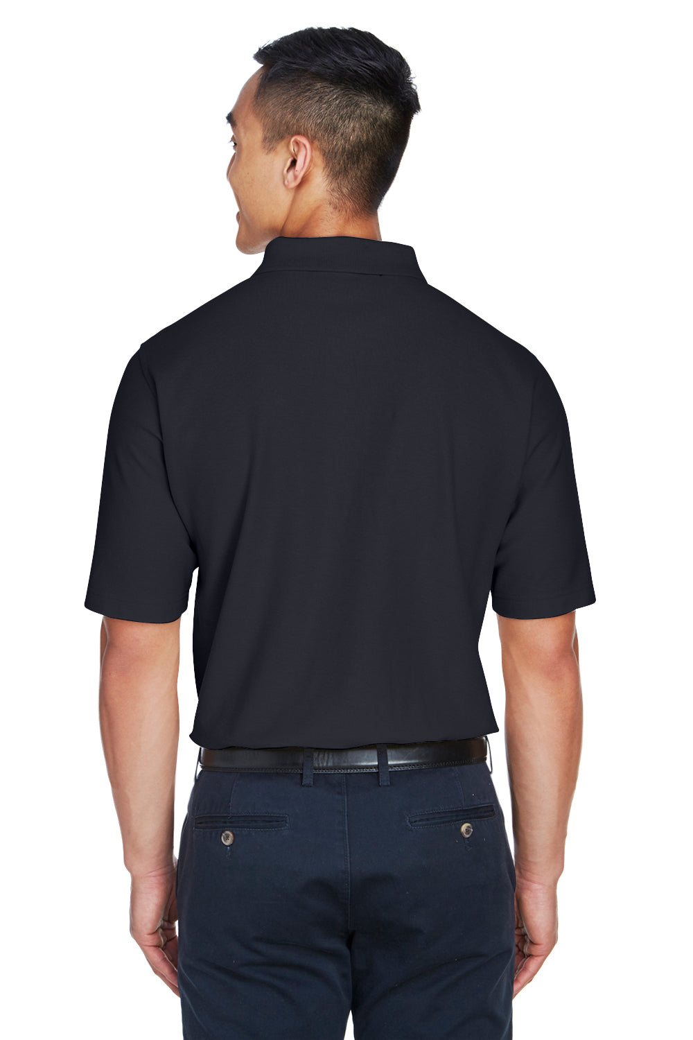 Devon & Jones DG150/DG150T Mens DryTec20 Performance Moisture Wicking Short Sleeve Polo Shirt Navy Blue Model Back