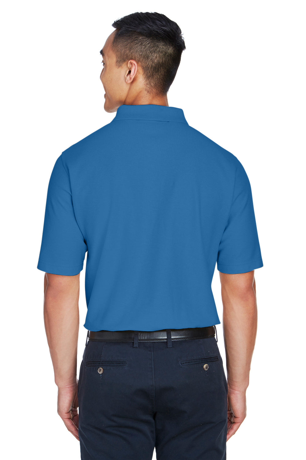 Devon & Jones DG150/DG150T Mens DryTec20 Performance Moisture Wicking Short Sleeve Polo Shirt French Blue Model Back