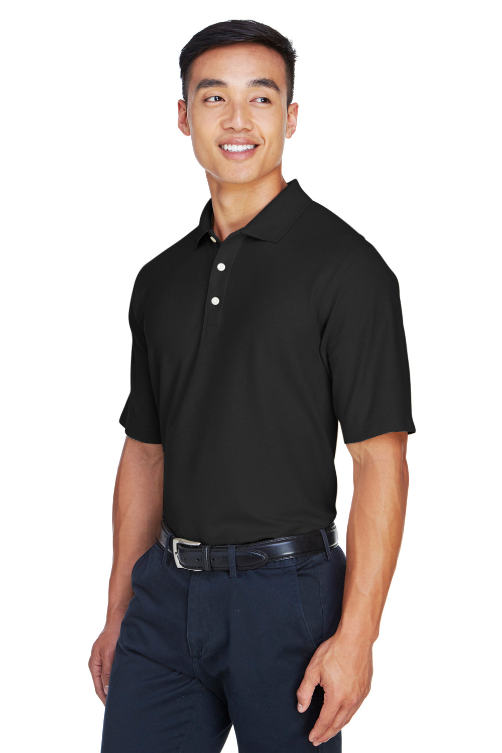 Devon & Jones DG150/DG150T Mens DryTec20 Performance Moisture Wicking Short Sleeve Polo Shirt Black Model 3q