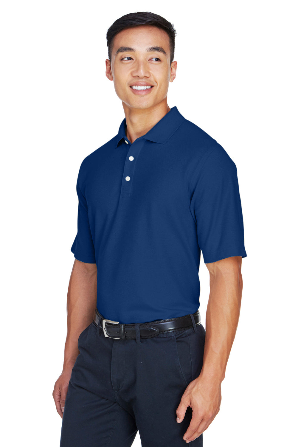 Devon & Jones DG150/DG150T Mens DryTec20 Performance Moisture Wicking Short Sleeve Polo Shirt True Royal Blue Model 3q