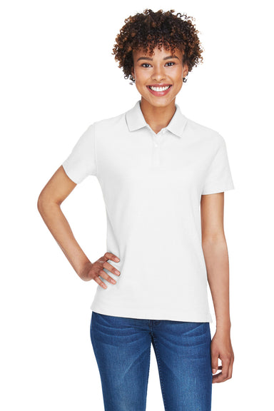 Devon & Jones DG150W Womens DryTec20 Performance Moisture Wicking Short Sleeve Polo Shirt White Model Front