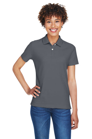 Devon & Jones DG150W Womens DryTec20 Performance Moisture Wicking Short Sleeve Polo Shirt Graphite Grey Model Front