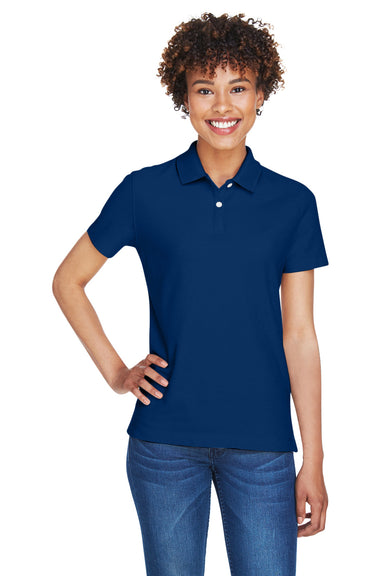 Devon & Jones DG150W Womens DryTec20 Performance Moisture Wicking Short Sleeve Polo Shirt True Royal Blue Model Front