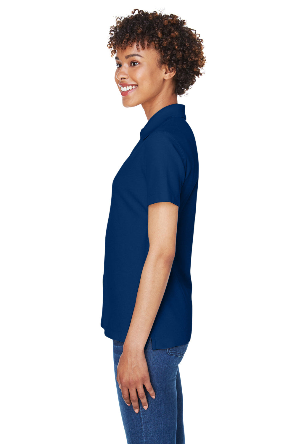 Devon & Jones DG150W Womens DryTec20 Performance Moisture Wicking Short Sleeve Polo Shirt True Royal Blue Model Side