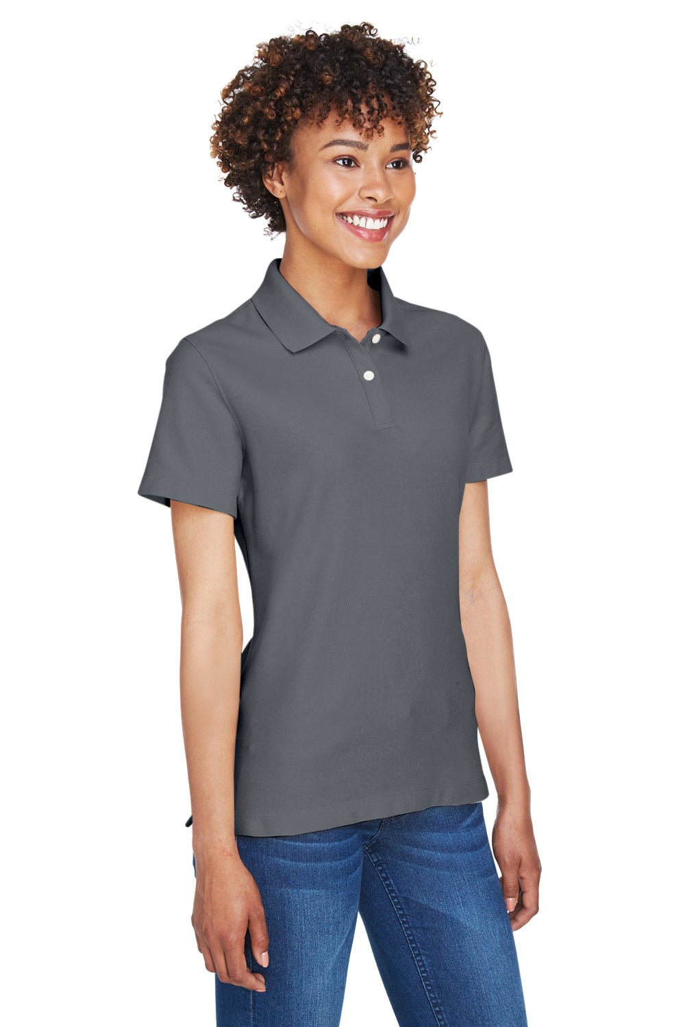 Devon & Jones DG150W Womens DryTec20 Performance Moisture Wicking Short Sleeve Polo Shirt Graphite Grey Model 3q