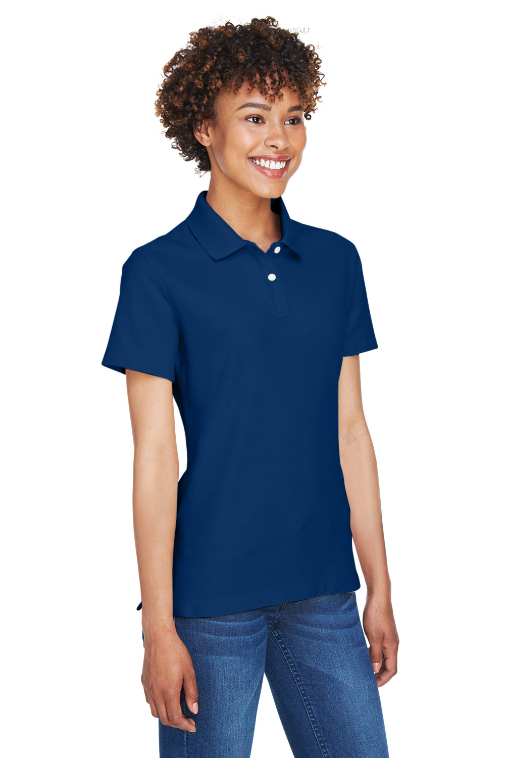 Devon & Jones DG150W Womens DryTec20 Performance Moisture Wicking Short Sleeve Polo Shirt True Royal Blue Model 3q