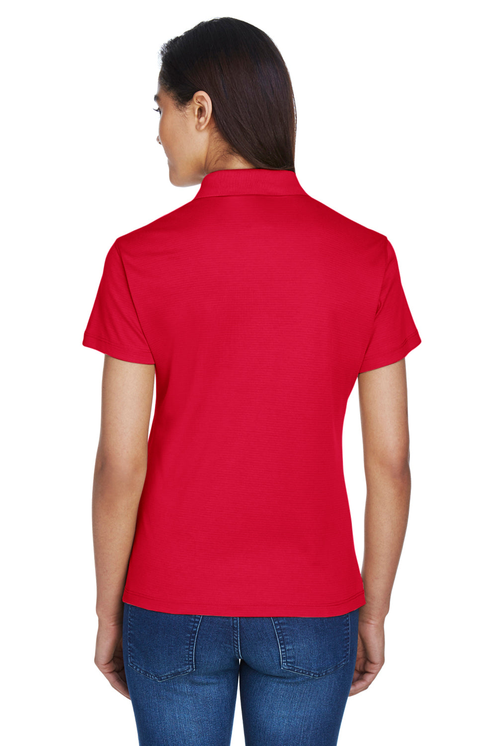 Devon & Jones DG200W Womens Pima-Tech Moisture Wicking Short Sleeve Polo Shirt Red Model Back