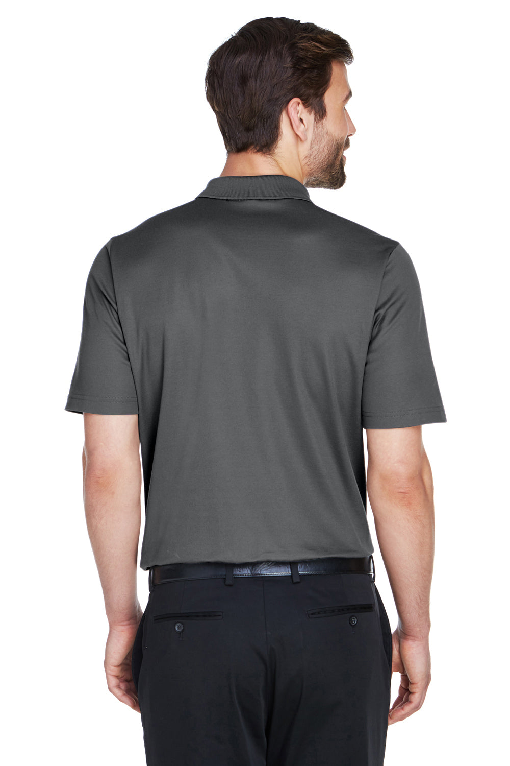 Devon & Jones DG20/DG20T Mens CrownLux Performance Moisture Wicking Short Sleeve Polo Shirt Graphite Grey Model Back