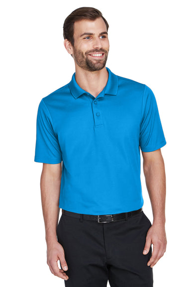 Devon & Jones DG20/DG20T Mens CrownLux Performance Moisture Wicking Short Sleeve Polo Shirt Ocean Blue Model Front