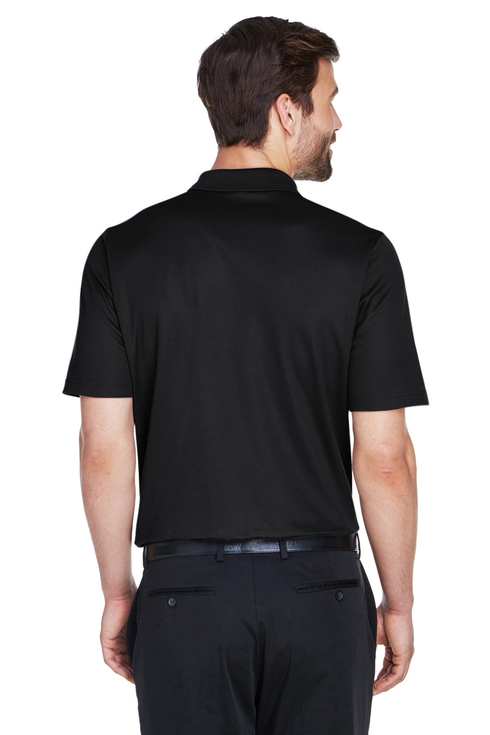 Devon & Jones DG20/DG20T Mens CrownLux Performance Moisture Wicking Short Sleeve Polo Shirt Black Model Back