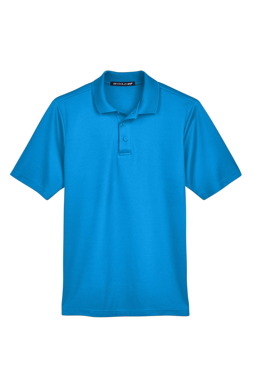 Devon & Jones DG20/DG20T Mens CrownLux Performance Moisture Wicking Short Sleeve Polo Shirt Ocean Blue Flat Front