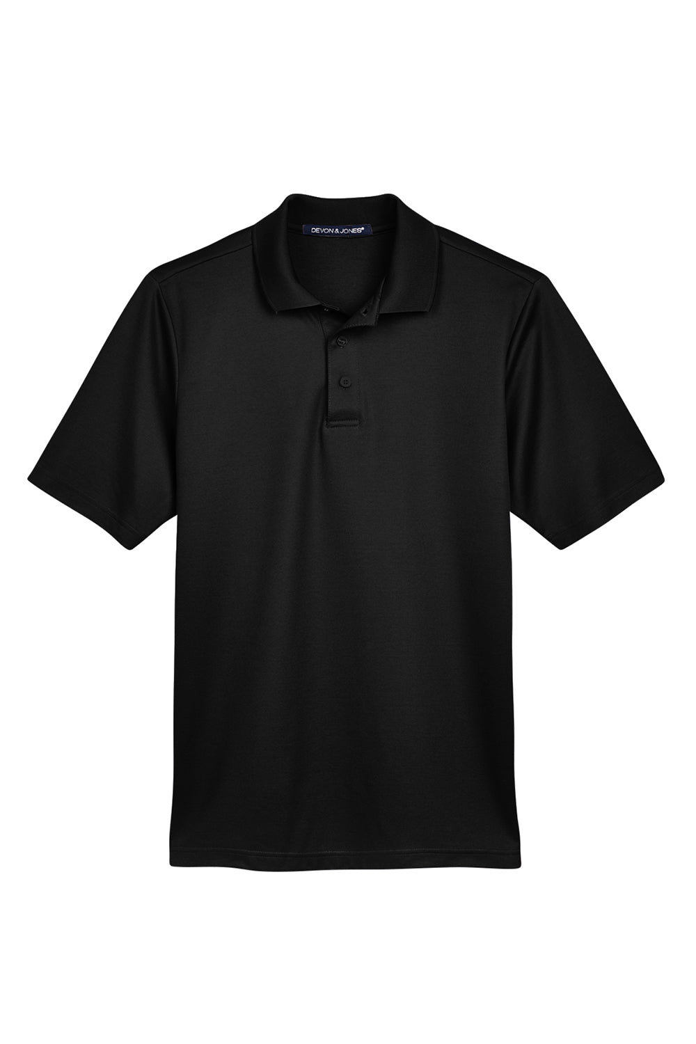 Devon & Jones DG20/DG20T Mens CrownLux Performance Moisture Wicking Short Sleeve Polo Shirt Black Flat Front