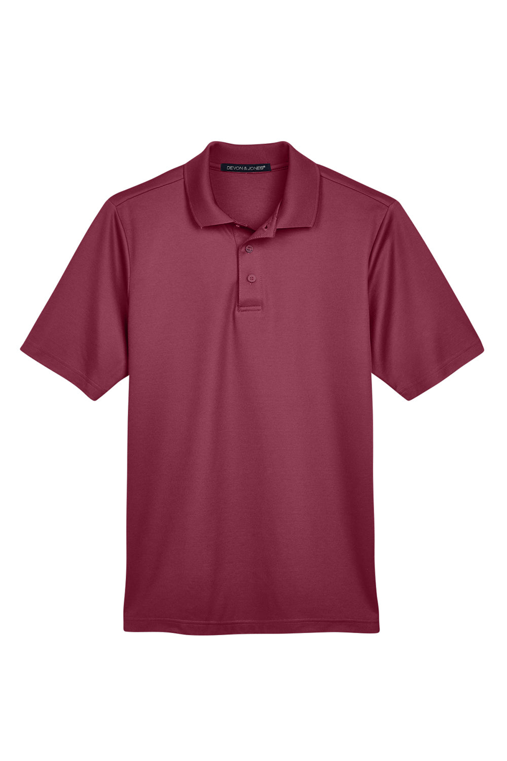 Devon & Jones DG20/DG20T Mens CrownLux Performance Moisture Wicking Short Sleeve Polo Shirt Burgundy Flat Front