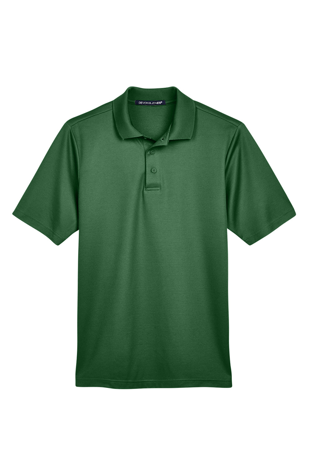 Devon & Jones DG20/DG20T Mens CrownLux Performance Moisture Wicking Short Sleeve Polo Shirt Forest Green Flat Front