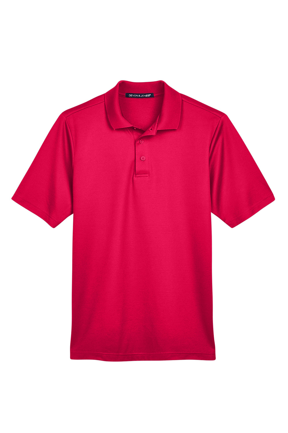 Devon & Jones DG20/DG20T Mens CrownLux Performance Moisture Wicking Short Sleeve Polo Shirt Red Flat Front