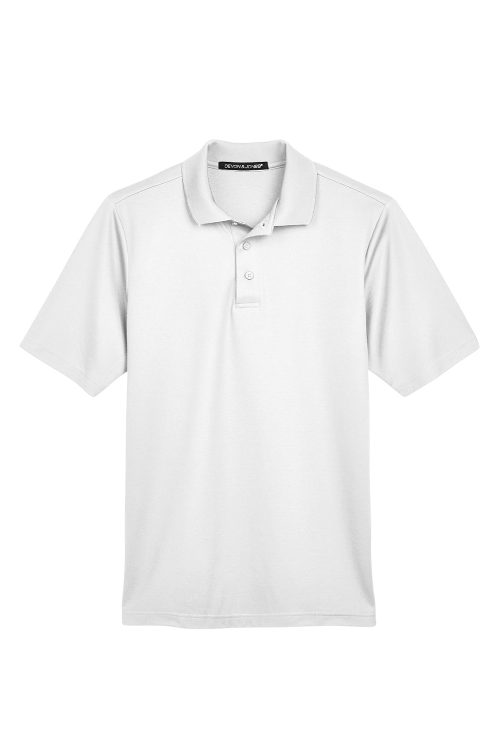 Devon & Jones DG20/DG20T Mens CrownLux Performance Moisture Wicking Short Sleeve Polo Shirt White Flat Front