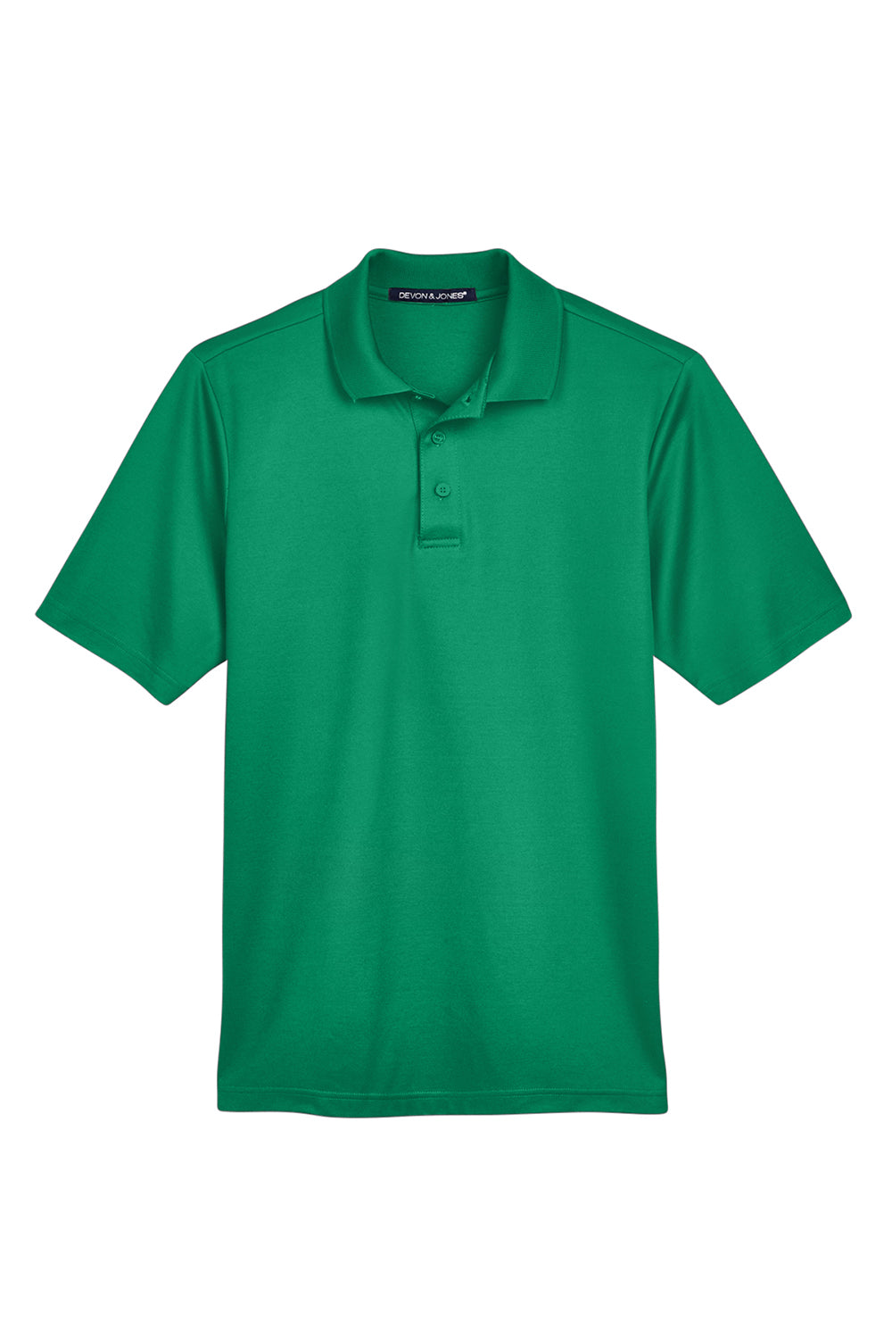 Devon & Jones DG20/DG20T Mens CrownLux Performance Moisture Wicking Short Sleeve Polo Shirt Kelly Green Flat Front