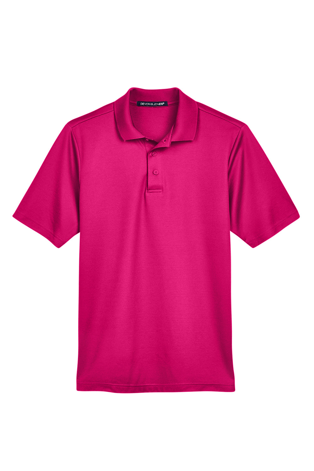 Devon & Jones DG20/DG20T Mens CrownLux Performance Moisture Wicking Short Sleeve Polo Shirt Crown Raspberry Pink Flat Front