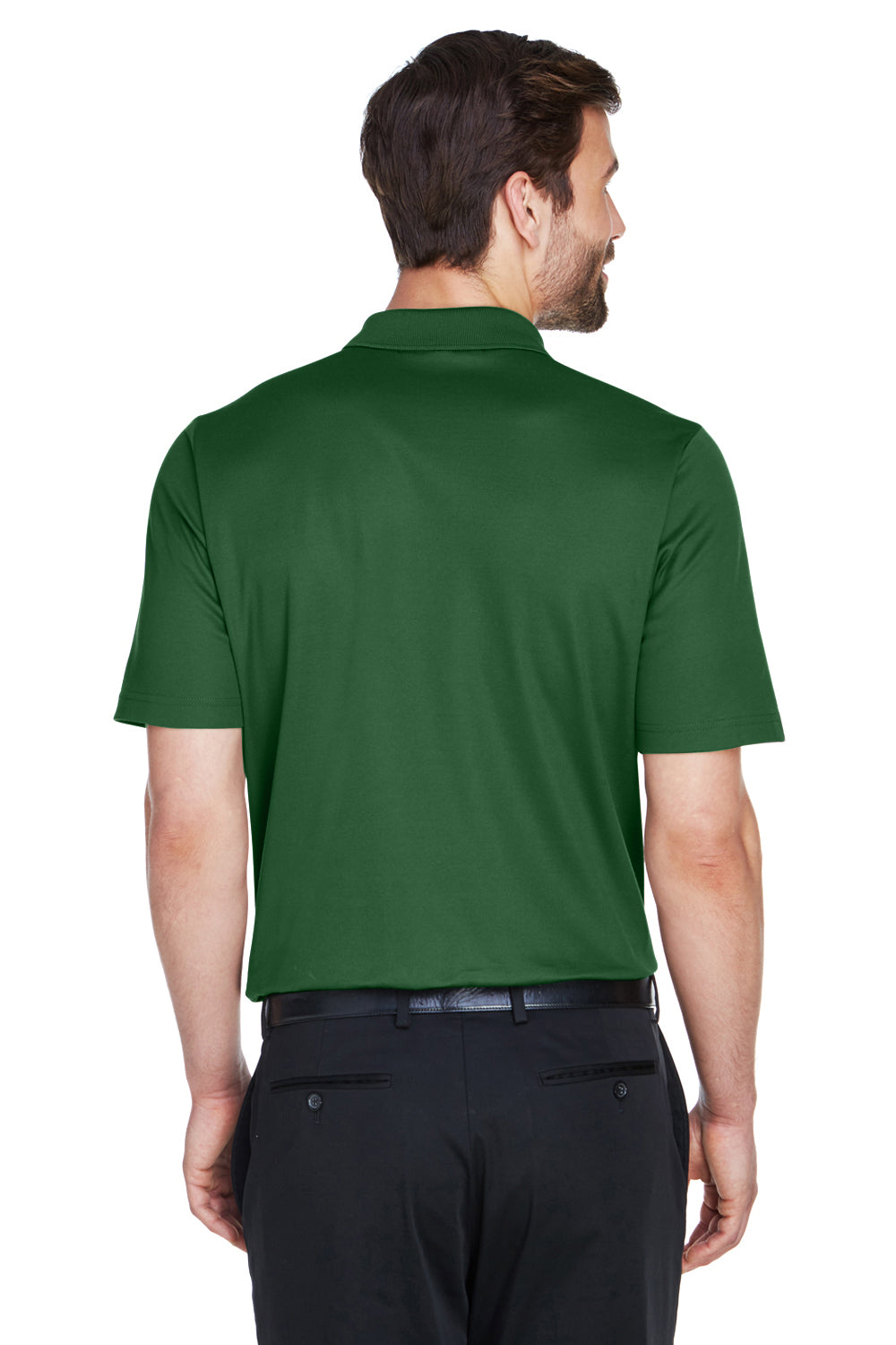 Devon & Jones DG20/DG20T Mens CrownLux Performance Moisture Wicking Short Sleeve Polo Shirt Forest Green Model Back