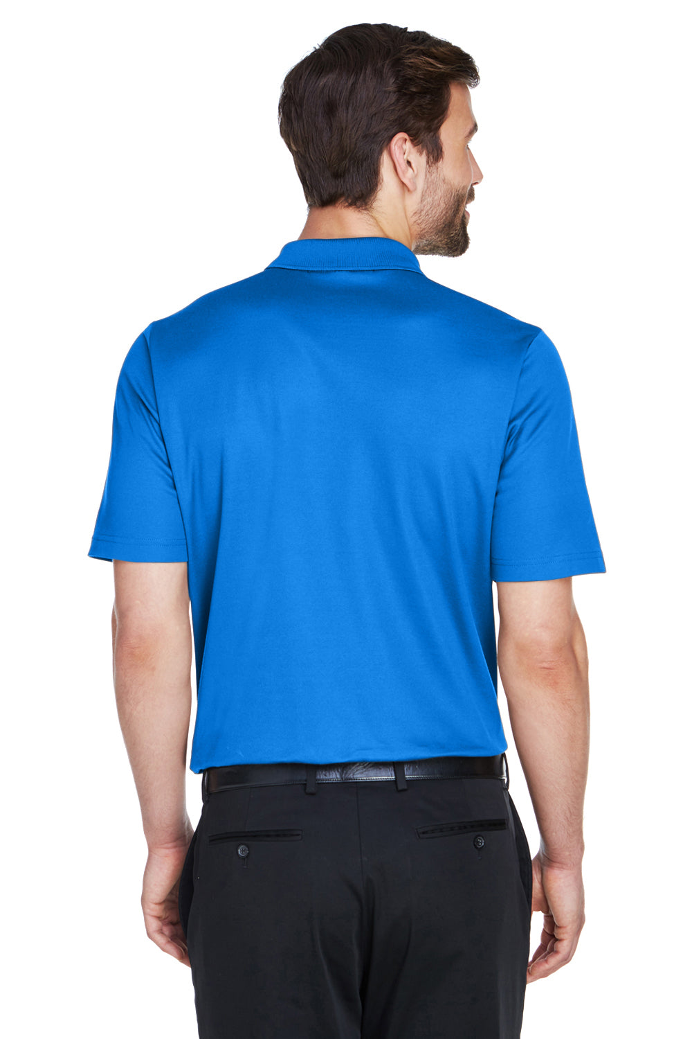 Devon & Jones DG20/DG20T Mens CrownLux Performance Moisture Wicking Short Sleeve Polo Shirt French Blue Model Back