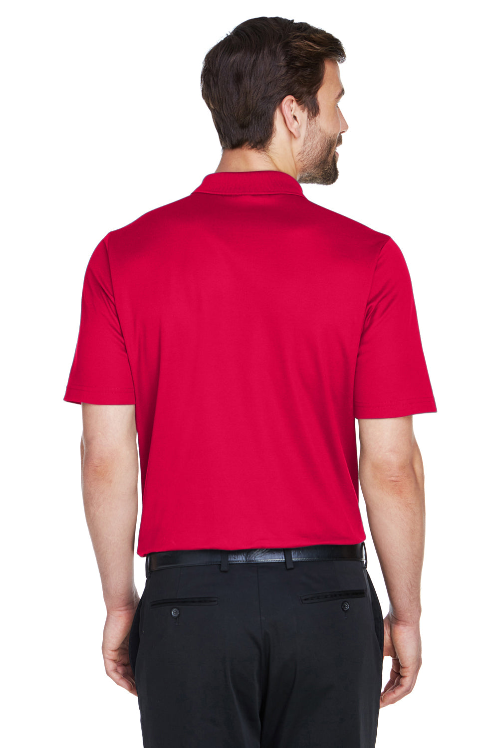 Devon & Jones DG20/DG20T Mens CrownLux Performance Moisture Wicking Short Sleeve Polo Shirt Red Model Back