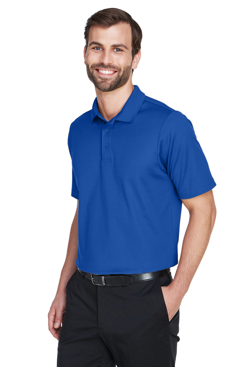 Devon & Jones DG20/DG20T Mens CrownLux Performance Moisture Wicking Short Sleeve Polo Shirt True Royal Blue Model 3q