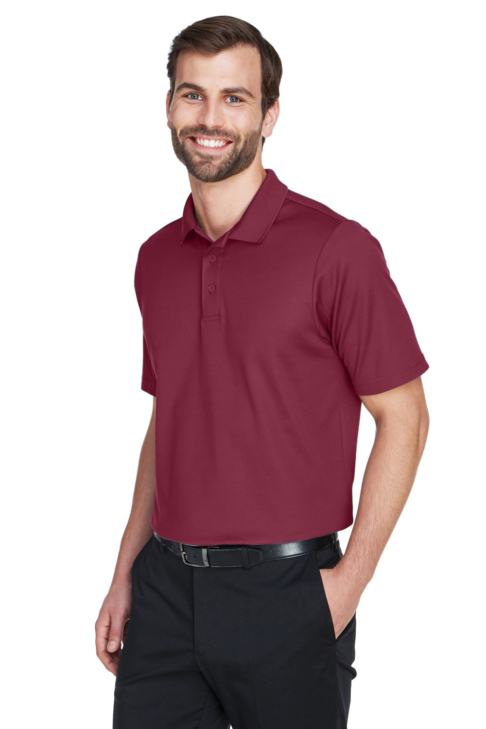 Devon & Jones DG20/DG20T Mens CrownLux Performance Moisture Wicking Short Sleeve Polo Shirt Burgundy Model 3q